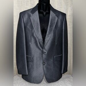 Circle S Men's Gray Pinstripe Blazer Jacket Sport Coat Sz 40R